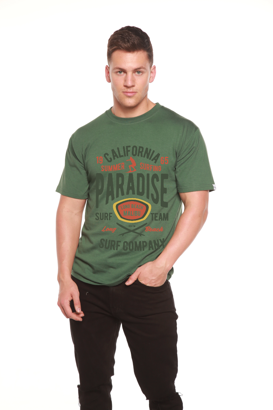 California Summer Surfing Men's Bamboo Viscose/Organic Cotton Short Sleeve Graphic T-Shirt